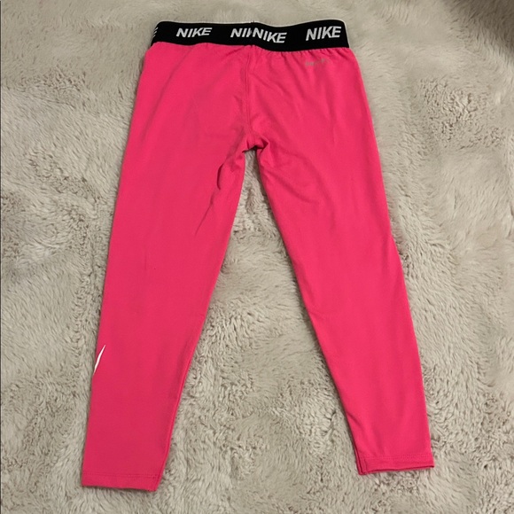 Nike Kids Dri-fit Pink Leggings with White Logo - Picture 3 of 4